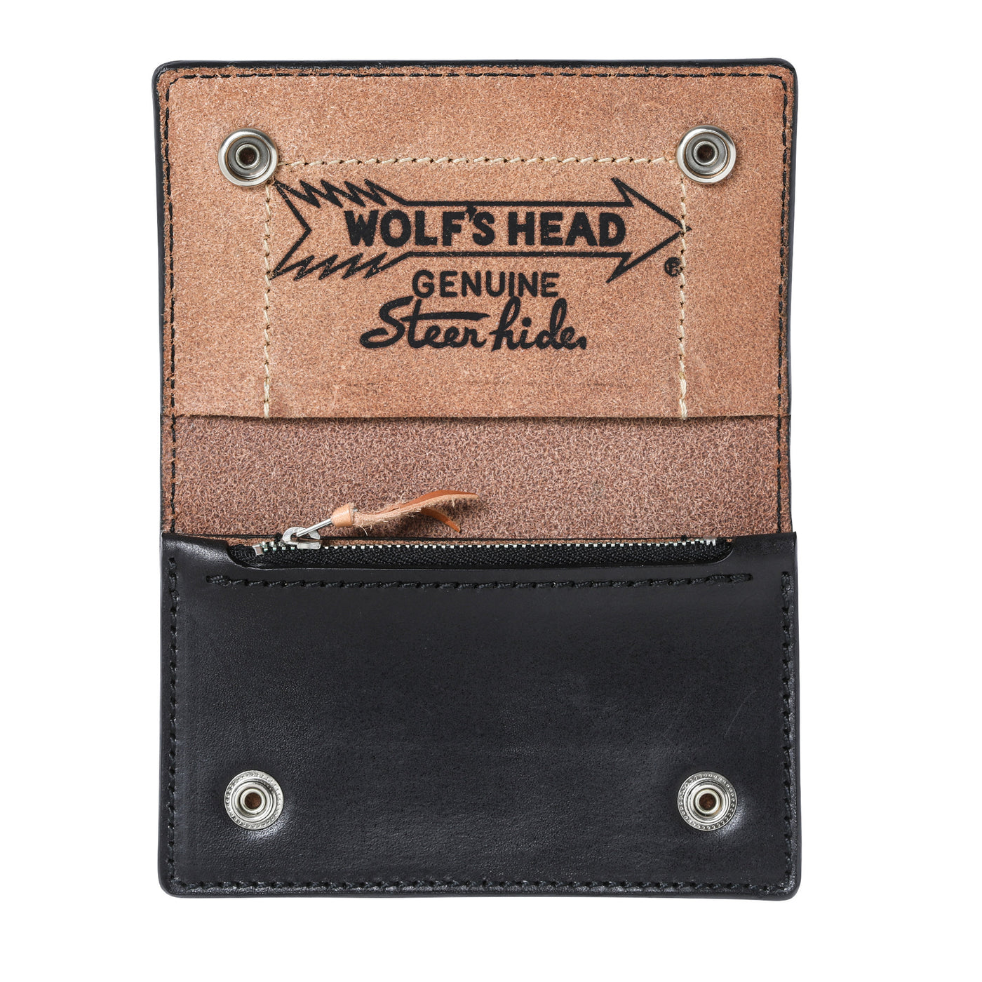 小物正規品 WOLF’S HEAD ウルフズヘッド ウォレット 財布 ショート 黒